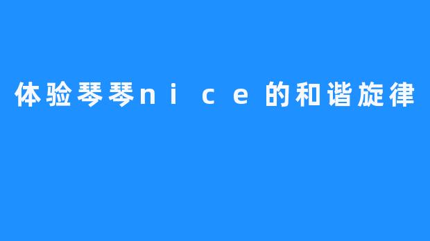 体验琴琴nice的和谐旋律