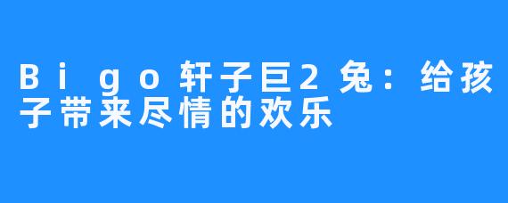 Bigo轩子巨2兔:给孩子带来尽情的欢乐