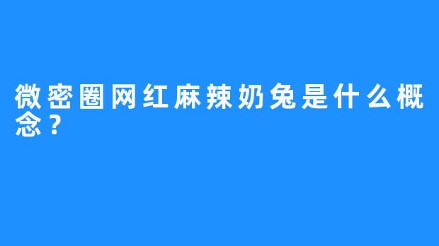 微密圈网红麻辣奶兔是什么概念？
