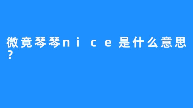 微竞琴琴nice是什么意思？