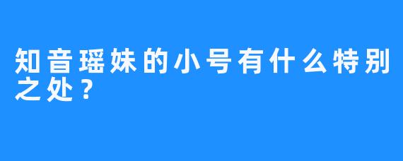 知音瑶妹的小号有什么特别之处？