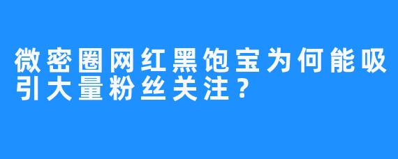 微密圈网红黑饱宝为何能吸引大量粉丝关注？