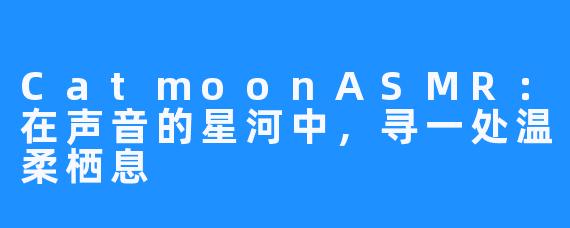 CatmoonASMR：在声音的星河中，寻一处温柔栖息